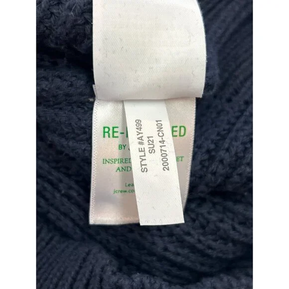 J. Crew Knit Sweater Womens M Crew Neck Cotton Navy White Striped - Picture 11 of 12
